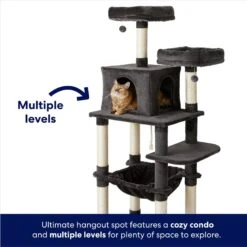 Frisco 64-in Cat Tree With Hammock, Condo, 2 Top Perches With Bed -Dog - Cat Shop 214387 PT2. AC SS1800 V1667227605