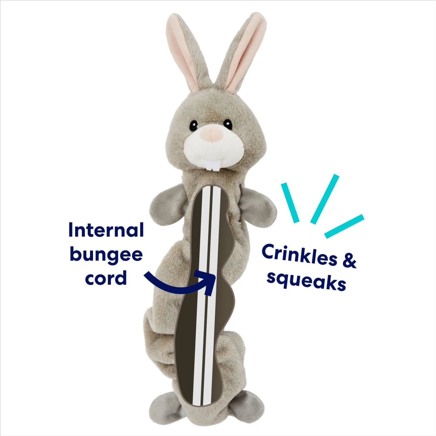 Frisco Bunny Bungee Plush Squeaky Dog Toy 3 Frisco Bunny Bungee Plush Squeaky Dog Toy - Image 3