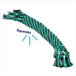 Frisco Flat Teal & Gray Braided Rope Squeaky Fetch Dog Toy -Dog - Cat Shop 242127 PT2. AC SS1800 V1695748438