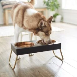 Frisco Copper Stainless Steel Elevated Foldable Double Dog & Cat Bowls -Dog - Cat Shop 253060 PT2. AC SS1800 V1616594243