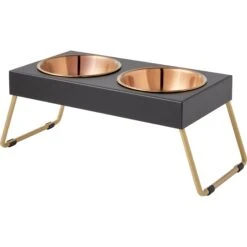 Frisco Copper Stainless Steel Elevated Foldable Double Dog & Cat Bowls -Dog - Cat Shop 253060 PT6. AC SS1800 V1616595426