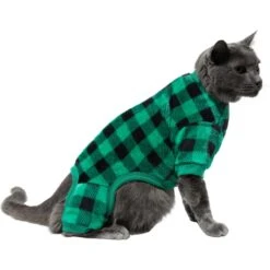 Frisco Dog & Cat Cozy Plush Fleece PJs, Green Plaid -Dog - Cat Shop 268517 PT3. AC SS1800 V1637718134
