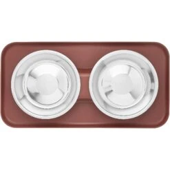 Frisco Silicone Stainless Steel Double Diner Dog & Cat Bowl, Brown -Dog - Cat Shop 277551 PT4. AC SS1800 V1627935079
