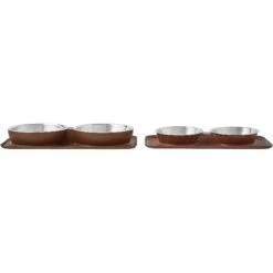 Frisco Silicone Stainless Steel Double Diner Dog & Cat Bowl, Brown -Dog - Cat Shop 277551 PT5. AC SS1800 V1627936139