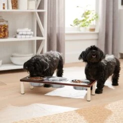 Frisco Multi Pet Feeding 3-Bowls Wood Stainless Steel Dog & Cat Bowl, Dark Wooden -Dog - Cat Shop 277571 PT2. AC SS1800 V1630346278