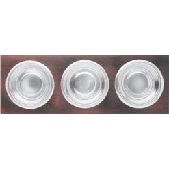 Frisco Multi Pet Feeding 3-Bowls Wood Stainless Steel Dog & Cat Bowl, Dark Wooden -Dog - Cat Shop 277571 PT4. AC SS1800 V1627935311