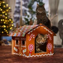 Frisco Holiday Gingerbread House Cardboard Cat House Cat Toy -Dog - Cat Shop 287289 PT4. AC SS1800 V1694813217