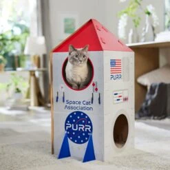 Frisco Spaceship Cardboard Cat House, 2-Story -Dog - Cat Shop 317721 PT4. AC SS1800 V1688677264