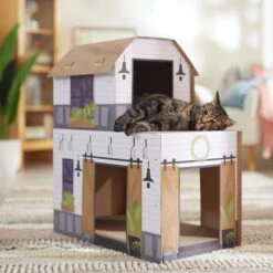 Frisco Farmhouse Cardboard Cat House, 2-Story -Dog - Cat Shop 317733 PT3. AC SS1800 V1676566492