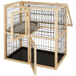 Frisco Collapsible Wood & Wire Cat Cage Playpen, 2 Level -Dog - Cat Shop 323214 PT3. AC SS1800 V1645493866