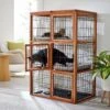 Frisco Collapsible Wood & Wire Cat Cage Playpen, 3 Level