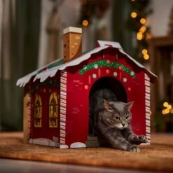 Frisco Holiday Santa's Workshop Cardboard Cat House -Dog - Cat Shop 360881 PT4. AC SS1800 V1695648152