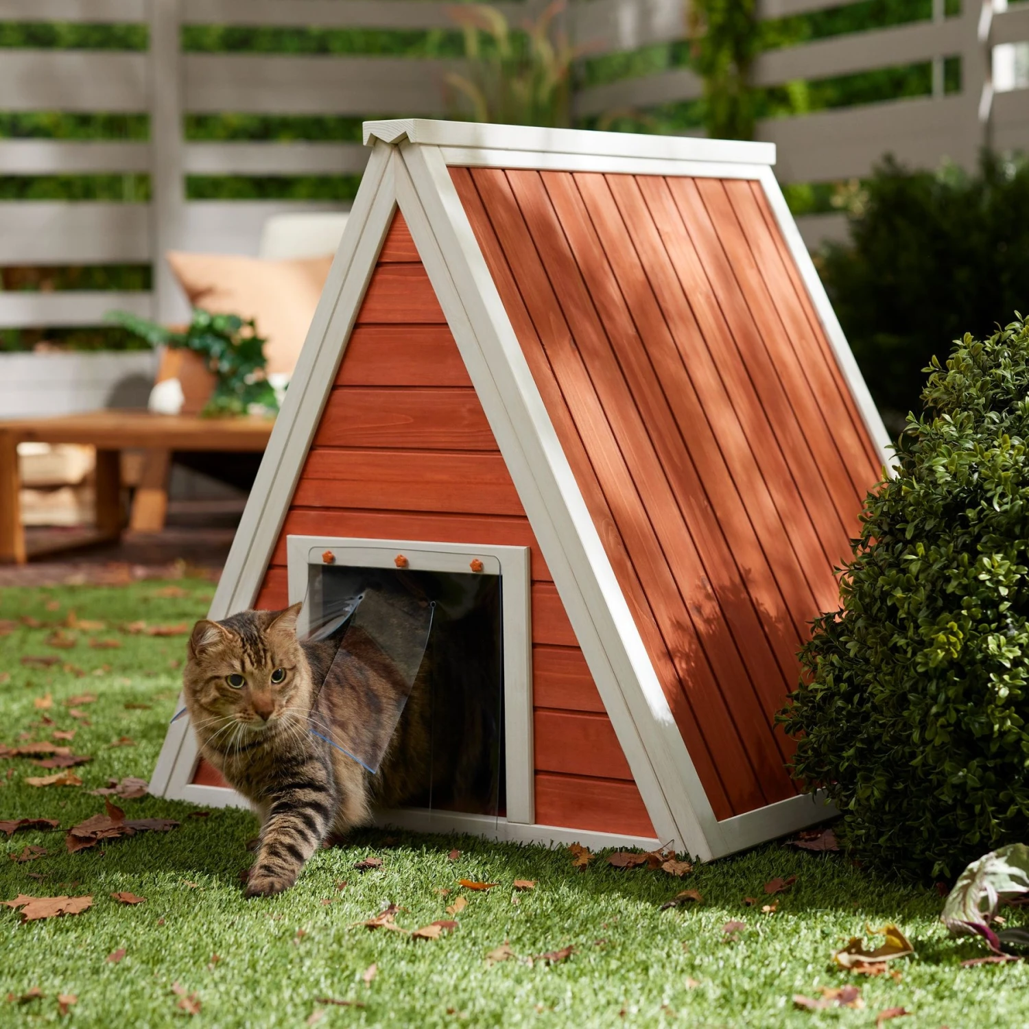 Frisco Outdoor Wooden A-Frame Cat House 1 Frisco Outdoor Wooden A-Frame Cat House