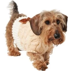 Frisco Cable Knit Dog & Cat Sweater Dress With Velvet Bow -Dog - Cat Shop 745838 PT2. AC SS1800 V1694793815