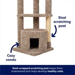 Frisco 64-in Real Carpet Wooden Cat Tree And Condo -Dog - Cat Shop 914950 PT2. AC SS1800 V1697733055