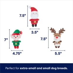 Frisco Holiday Santa's Helpers Plush Squeaky Dog Toy, 3 Count & Frisco Holiday Lights Plush With Rope Squeaky Dog Toy -Dog - Cat Shop 986206 PT2. AC SS1800 V1698258116