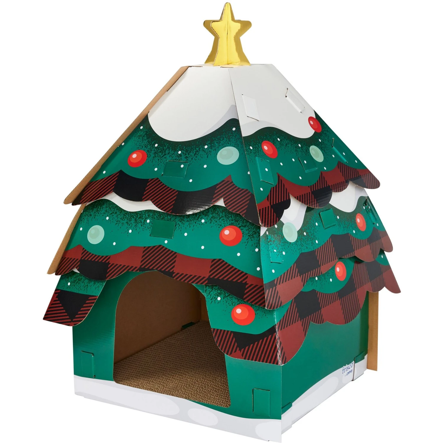Frisco Holiday Log Cabin Cardboard Cat House & Frisco Holiday Christmas Tree Cardboard Cat House 6 Frisco Holiday Log Cabin Cardboard Cat House & Frisco Holiday Christmas Tree Cardboard Cat House - Image 6
