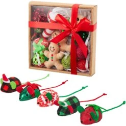 Dog - Cat Shop 50 Frisco Holiday Festive Red Variety Pack Gift Box Cat Toy With Catnip, 14 Count & Frisco Holiday Mice Cat Toy With Catnip, 5 Count