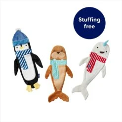 Frisco Holiday Ho Ho Ho Fetch Squeaky Tennis Ball Dog Toy & Frisco Holiday Arctic Friends Stuffing-Free Skinny Plush Squeaky Dog Toy -Dog - Cat Shop 986310 PT7. AC SS1800 V1698258405